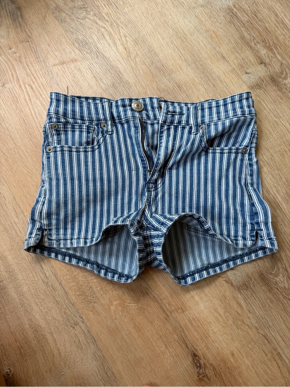 Striped Blue Women's American Eagle Denim Shorts